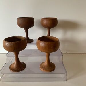 Mid-century modern teak cocktail wine, goblets Set of  4Wooden Goblets